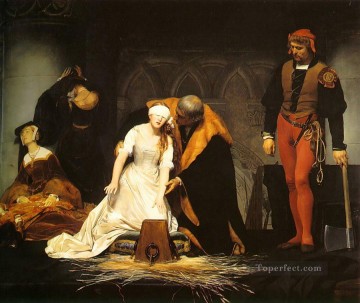  Grey Oil Painting - The Execution of Lady Jane Grey 1834 histories Hippolyte Delaroche